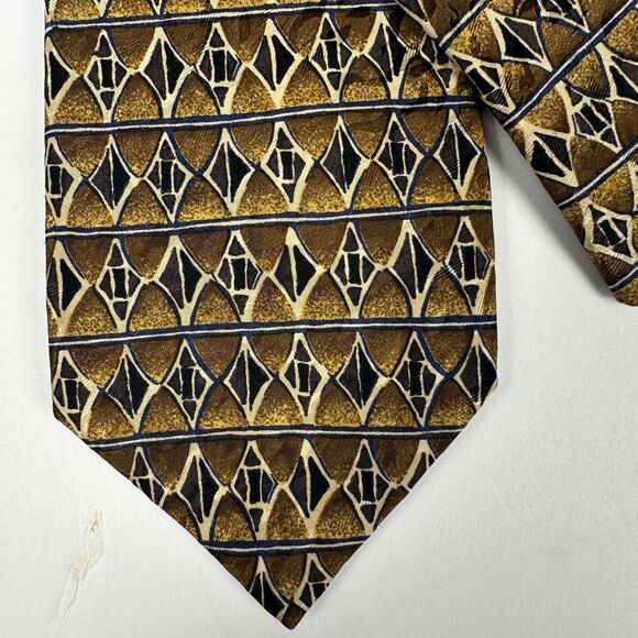CANALI Gold Brown Geometric 100% Silk Mens Luxury Tie - 3.75W 56L - Picture 4 of 9
